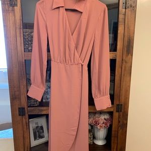 asos design collared wrap midi dress with tie belt